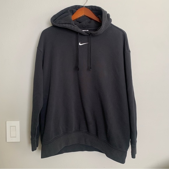 Nike Women’s Center Swoosh Black Hoodie Center Check Size Medium - Picture 1 of 7